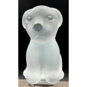 Nybro Crystal Sweden Frosted Glass Dog Figurine 4.5”  Heavy 1 lb 8.2 oz  Clear B